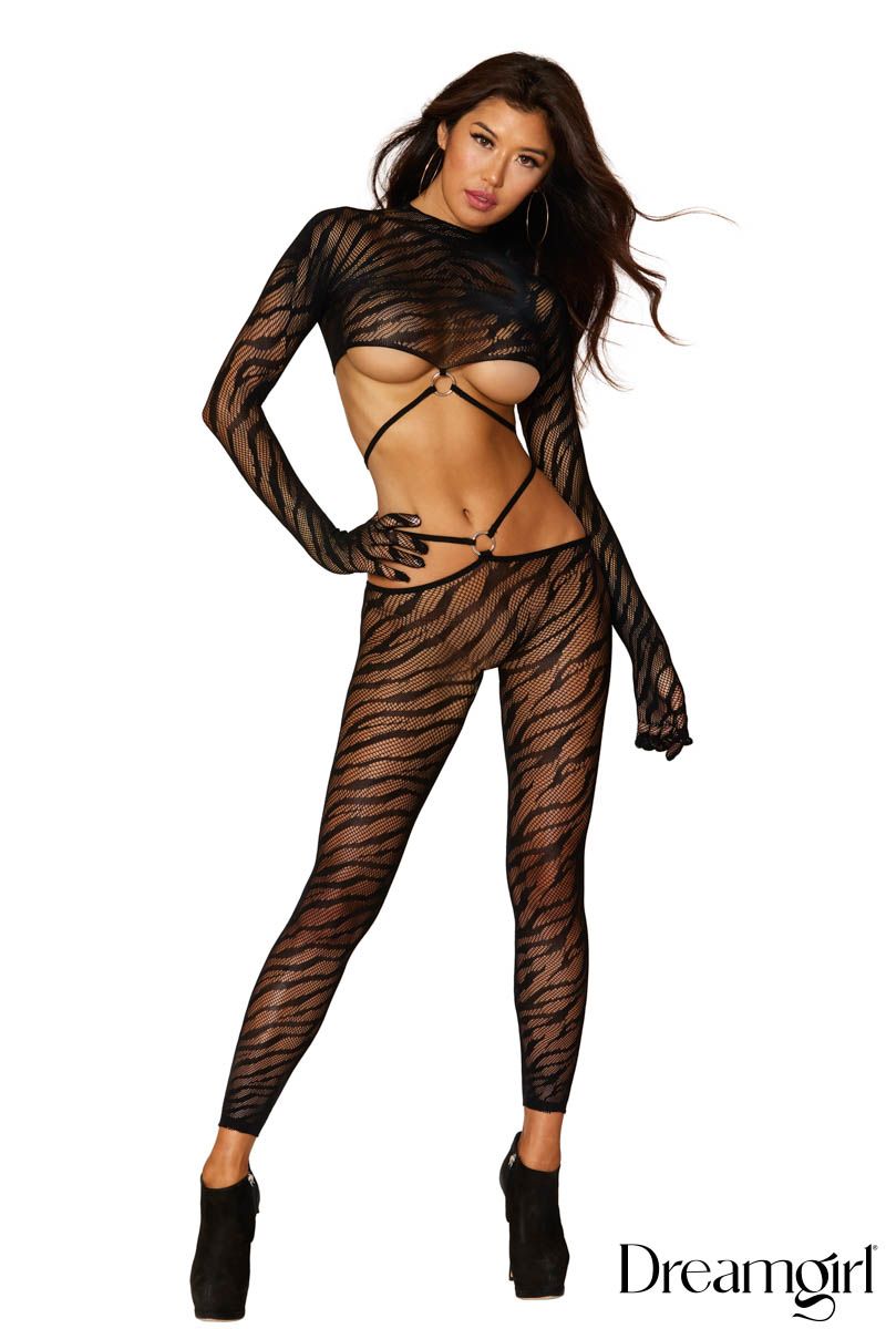 2PC Zebra Net Bodystocking Lingerie by Dreamgirl- The Nookie