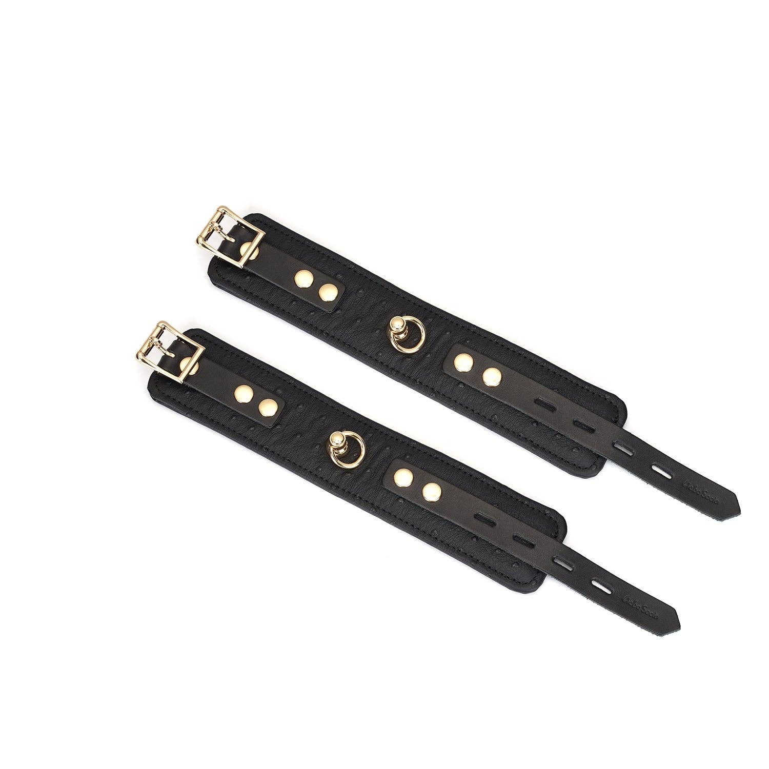 Demon's Kiss Black Leather Wrist Cuffs with Locking Buckles Kink by Liebe Seele- The Nookie