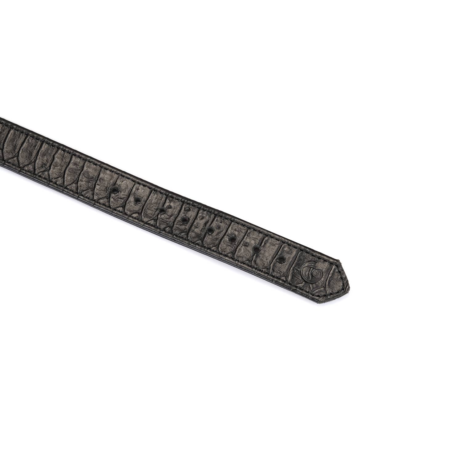 Crocodile Noir Black Leather Collar with Chain Leash Lingerie by Liebe Seele- The Nookie