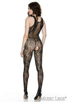 Floral Lace Open Crotch Bodystocking Lingerie by Music Legs- The Nookie
