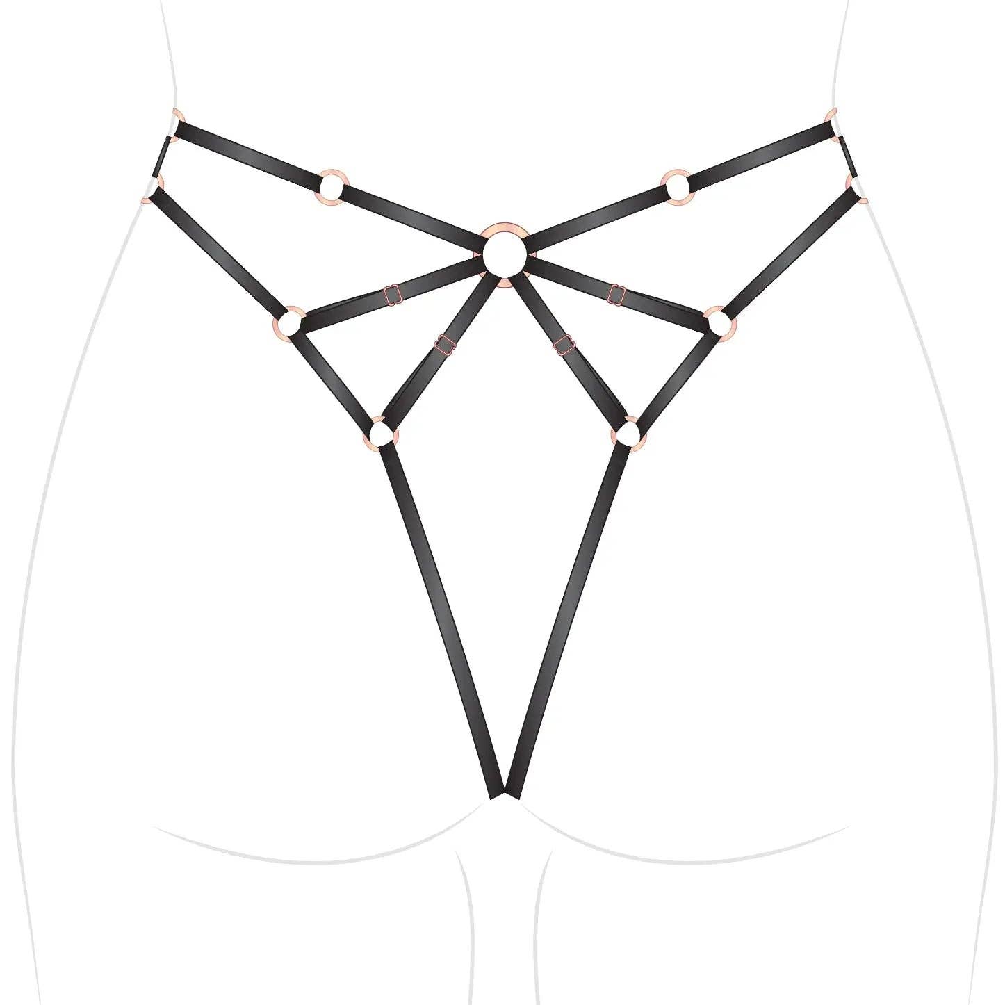 Frisson Harness Panty Black Lingerie by Monique Morin Lingerie- The Nookie