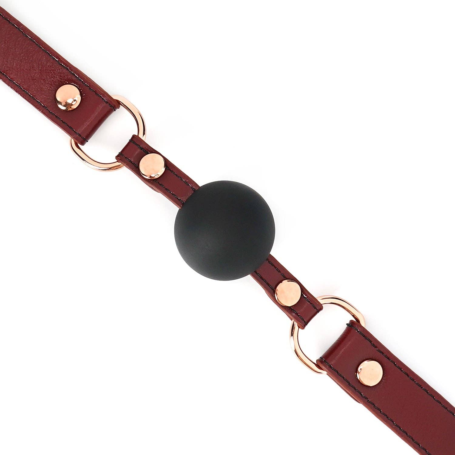 Wine Red - 1.7 Inch Silicone Ball Gag with Leather Buckle Straps Kink by Liebe Seele- The Nookie