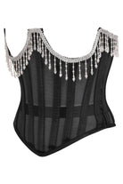 Steel Boned Sheer Underwire Waist Cincher with Fringe Lingerie by Daisy Corsets- The Nookie