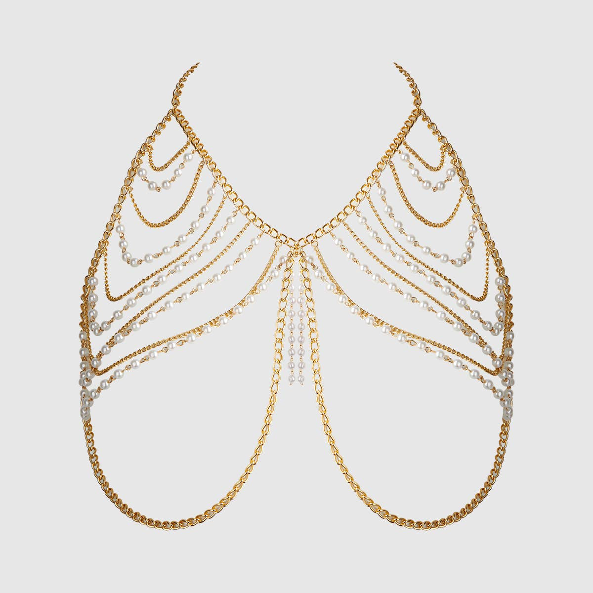 Pearl & Chain Draped Bralette Lingerie by House of Desire- The Nookie