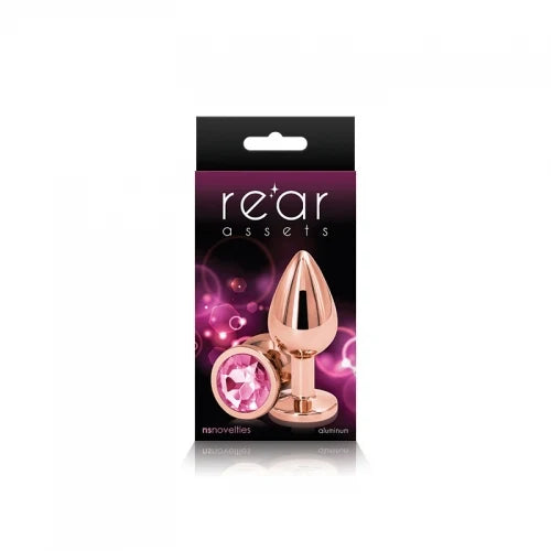 Medium Rose Gold Plug with Pink Gem Dildo by NS Novelties- The Nookie