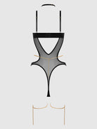 Evangeline Satin & Chain Halter Teddy in Black Lingerie by House of Desire- The Nookie