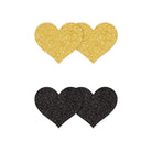 Glitter Hearts Black and Gold Pasties Lingerie by NS Novelties- The Nookie