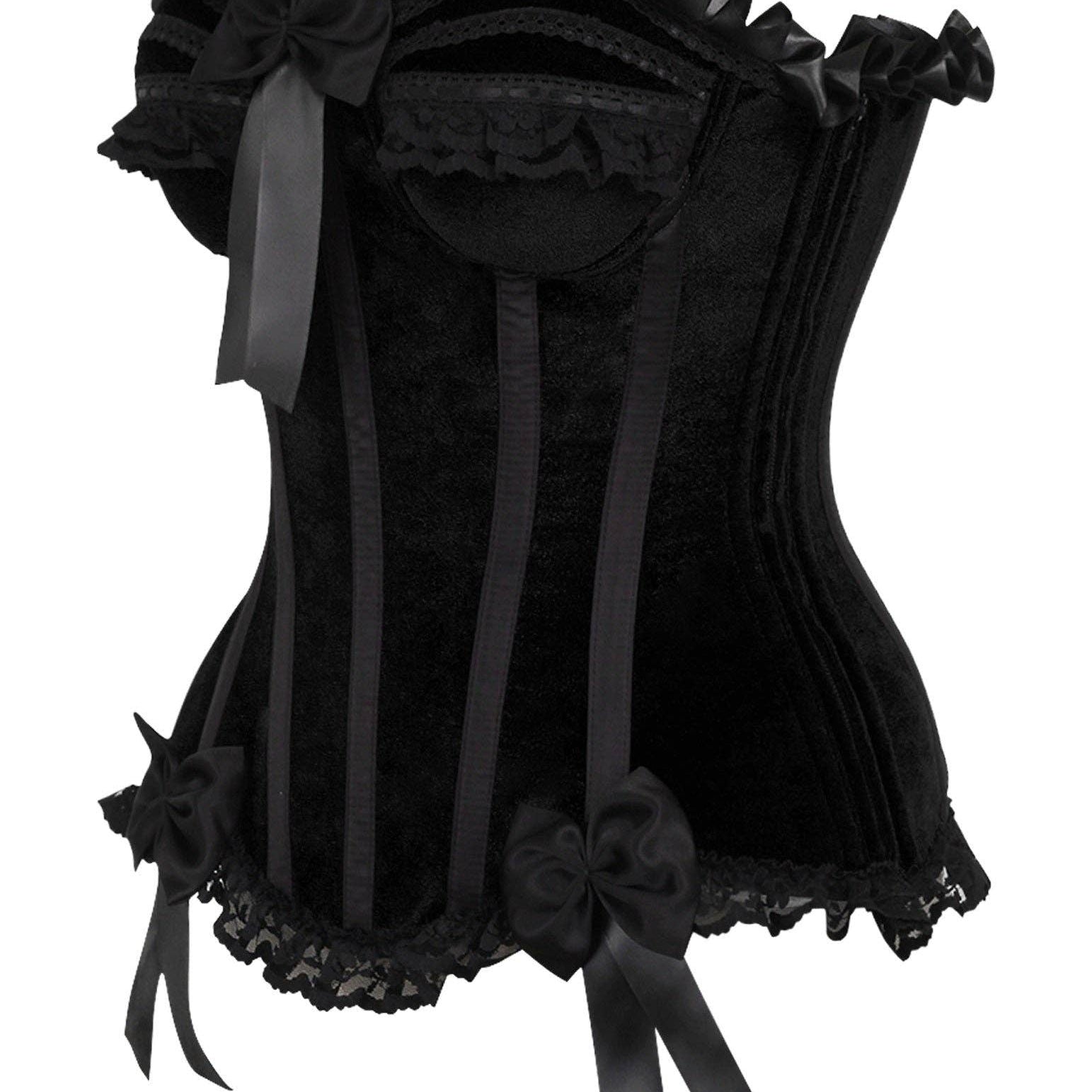 Black Velvet Steel Boned Burlesque Corset Lingerie by Daisy Corsets- The Nookie