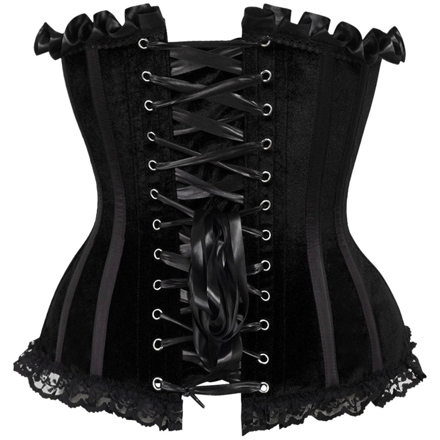 Black Velvet Steel Boned Burlesque Corset Lingerie by Daisy Corsets- The Nookie