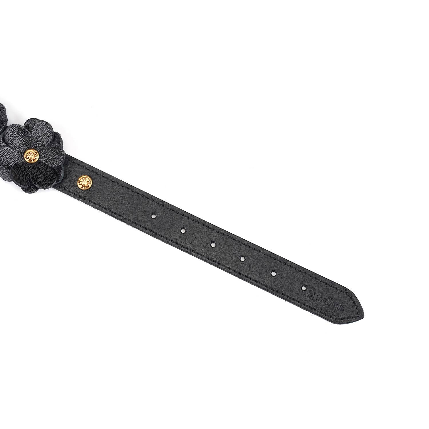 Black Leather Floral Collar with Leash Kink by Liebe Seele- The Nookie