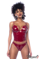 Wet Look Bustier Set in Wine Lingerie by Mapalé- The Nookie