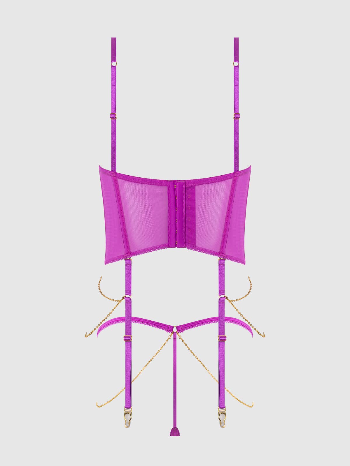 Reanna Lace & Chain Bustier & G-String Set Lingerie by House of Desire- The Nookie