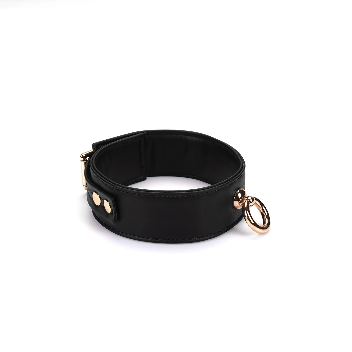Dark Candy Black Vegan Leather Collar with Chain Leash Kink by Liebe Seele- The Nookie