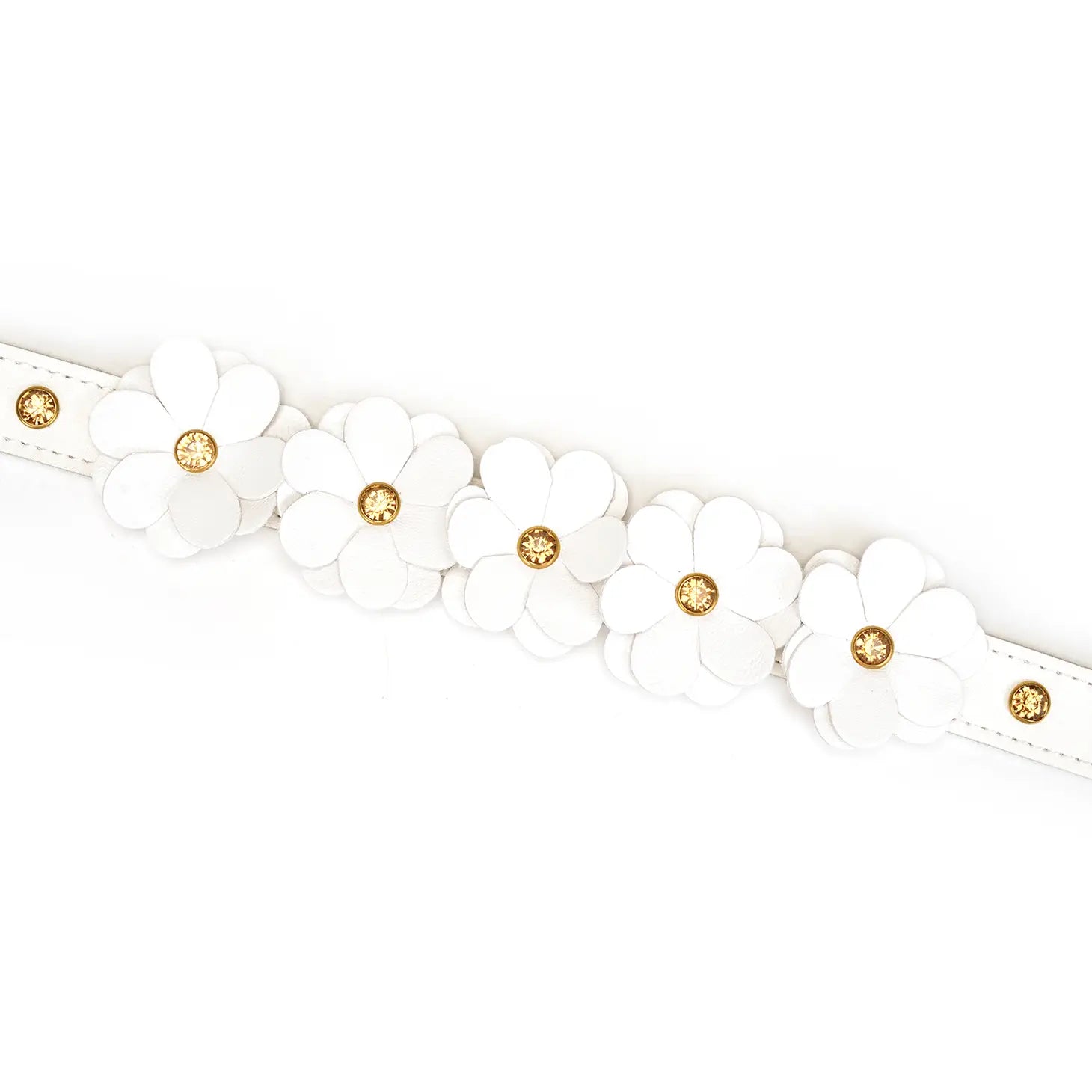 White Leather Floral Collar with Leash Kink by Liebe Seele- The Nookie