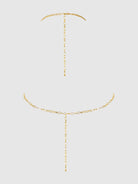 Rhinestone Net Halter with Front Closure in Gold Lingerie by House of Desire- The Nookie