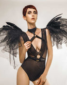 Whiplash Choker Cross Harness Black Lingerie by Elf Zhou- The Nookie