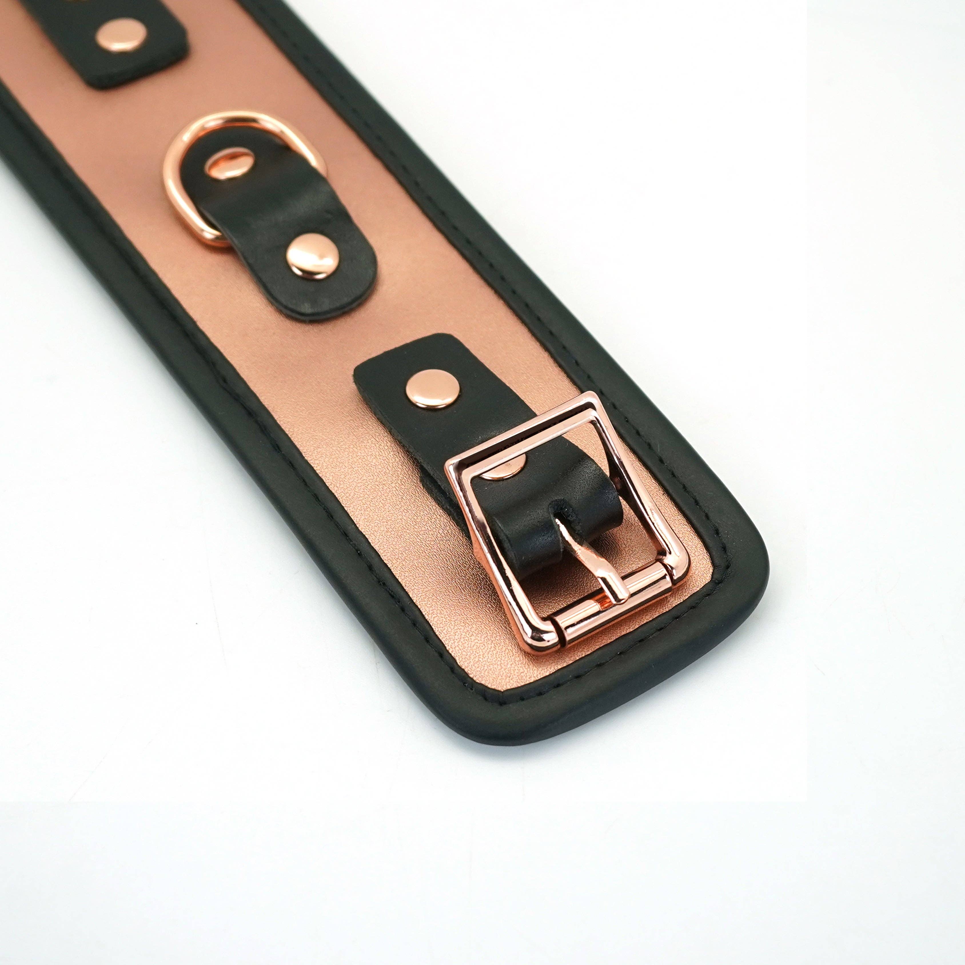 Rose Gold Leather Handcuffs Kink by Liebe Seele- The Nookie