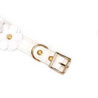 White Leather Flowers Ankle Cuffs Kink by Liebe Seele- The Nookie
