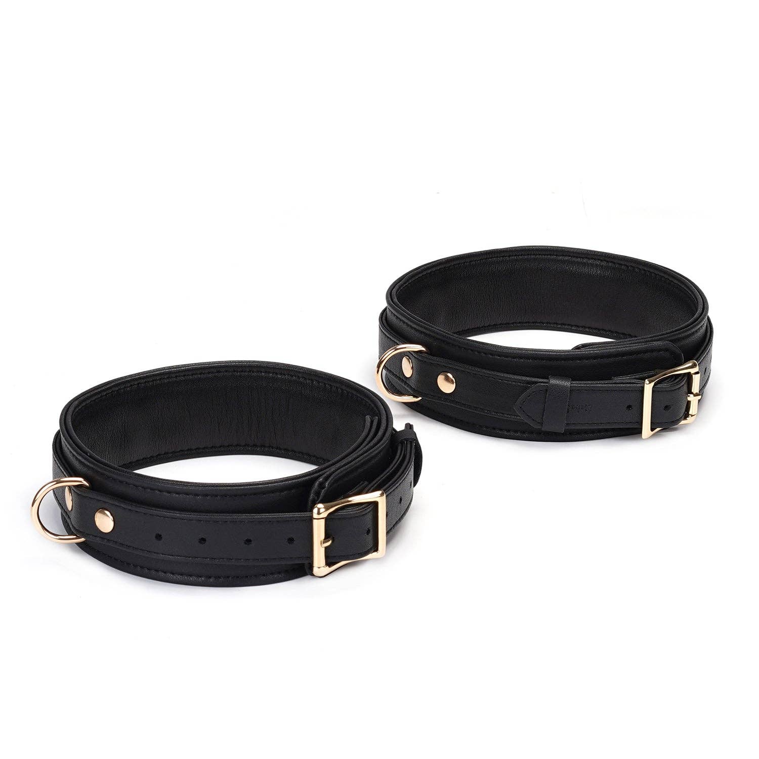 S/M Dark Secret Leather Thighcuffs with Gold Hardware Kink by Liebe Seele- The Nookie