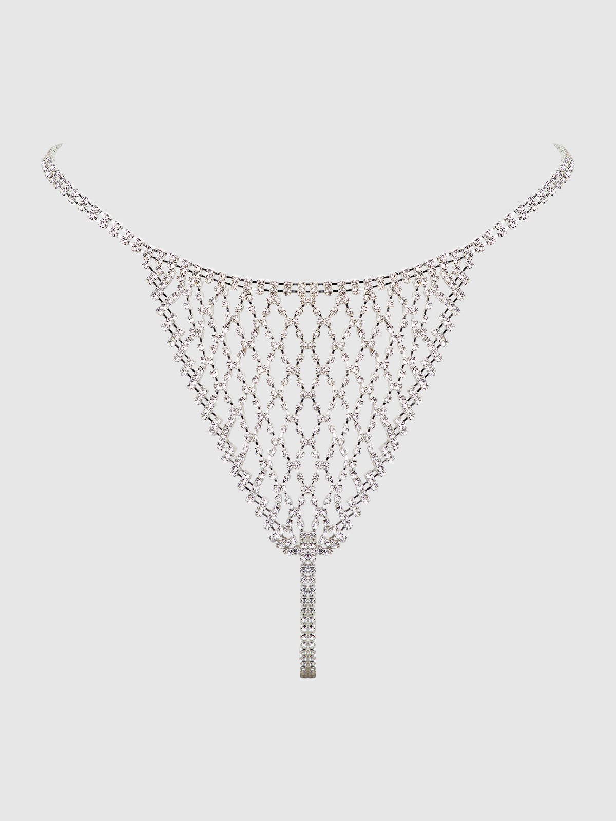 Chainmail Rhinestone Thong in Silver Lingerie by House of Desire- The Nookie