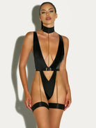 Fetish Harness Haven Plunge Teddy Lingerie by Oh La La Cheri- The Nookie