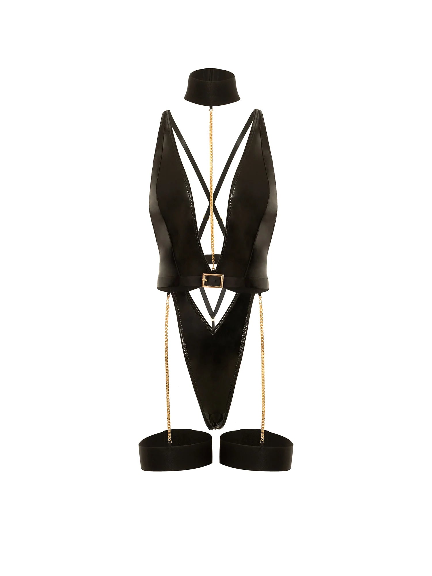 Fetish Harness Haven Plunge Teddy Lingerie by Oh La La Cheri- The Nookie