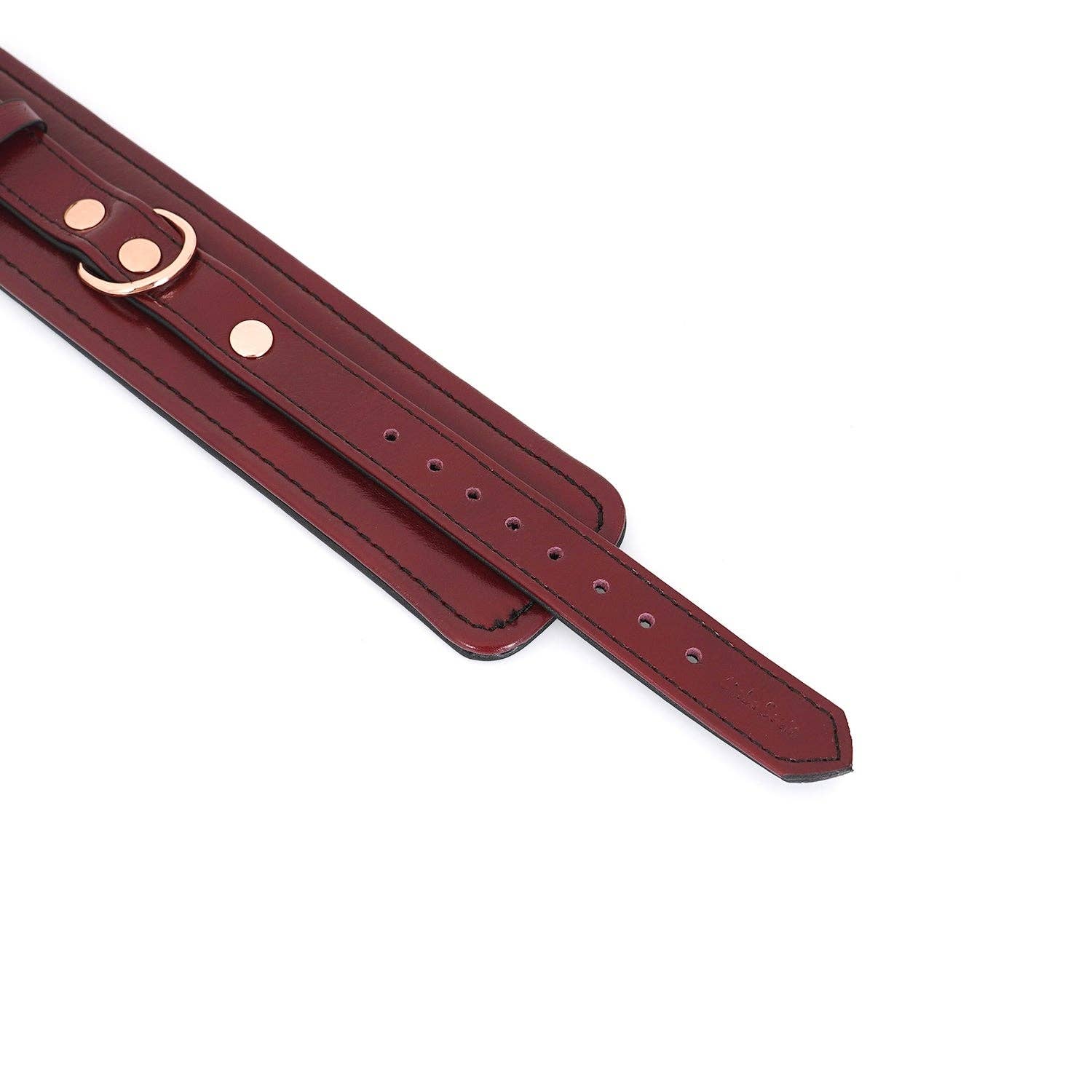Wine Red Leather Handcuffs with Rose Gold Hardware Kink by Liebe Seele- The Nookie