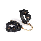 Black Leather Flowers Hand Cuffs Kink by Liebe Seele- The Nookie