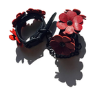 Black and Red Leather Flowers Ankle Cuffs Kink by Liebe Seele- The Nookie