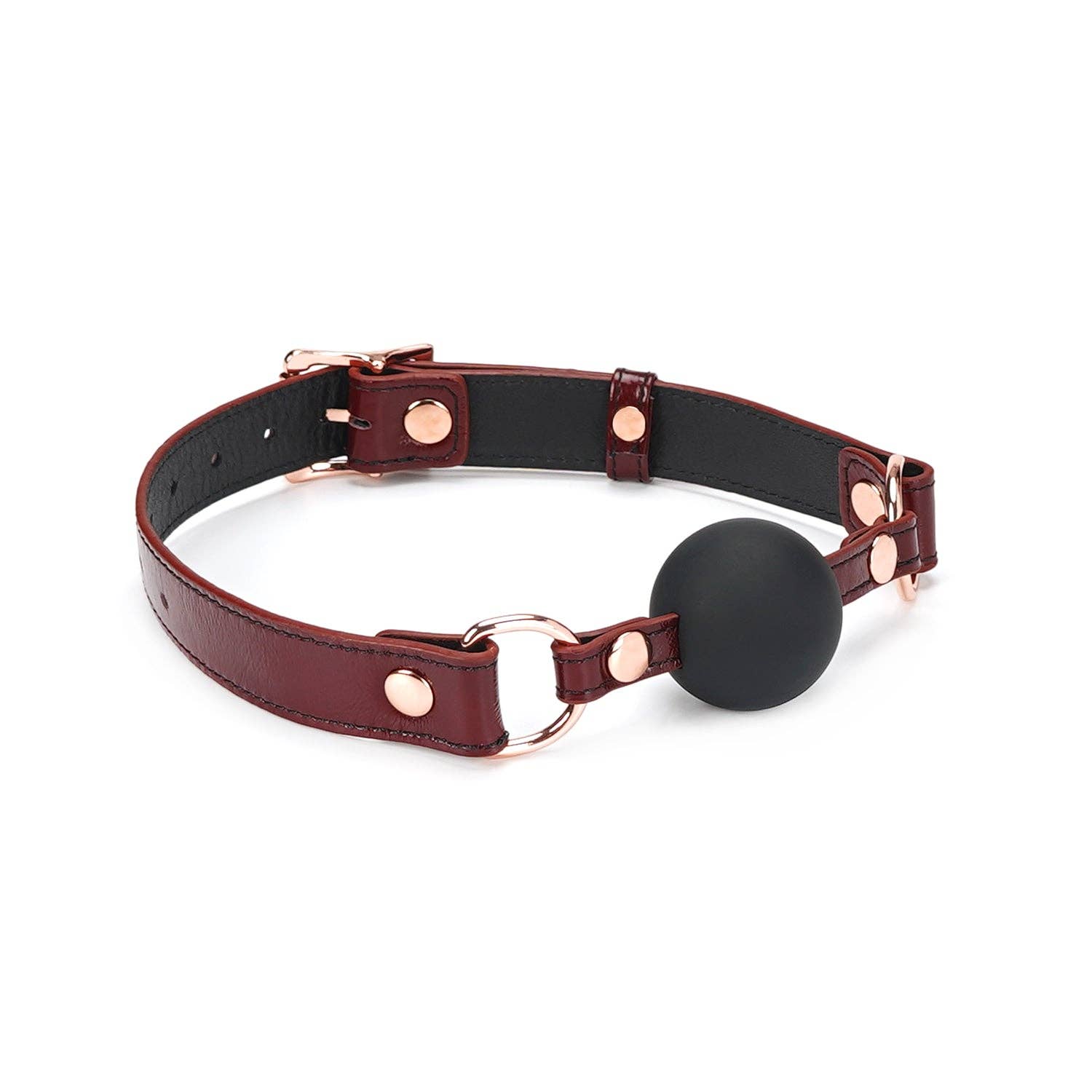 Wine Red - 1.7 Inch Silicone Ball Gag with Leather Buckle Straps Kink by Liebe Seele- The Nookie