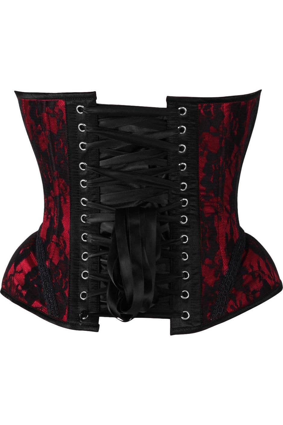 Red with Black Lace Steel Boned Underwire Bustier Corset Lingerie by Daisy Corsets- The Nookie