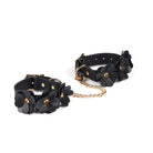 Black Leather Flowers Hand Cuffs Kink by Liebe Seele- The Nookie