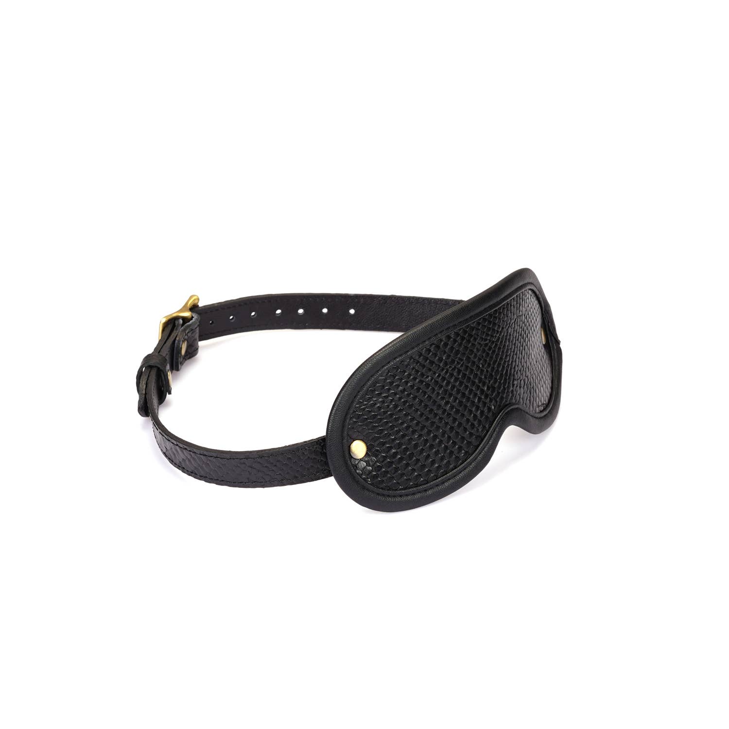 Crocodile Noir Black Leather Blindfold Kink by Liebe Seele- The Nookie