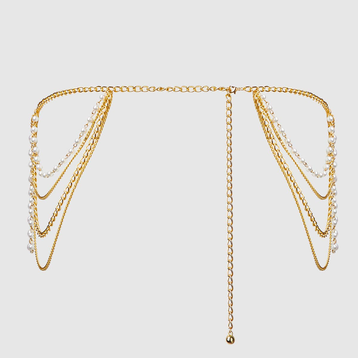 Pearl & Chain Draped Garter Lingerie by House of Desire- The Nookie