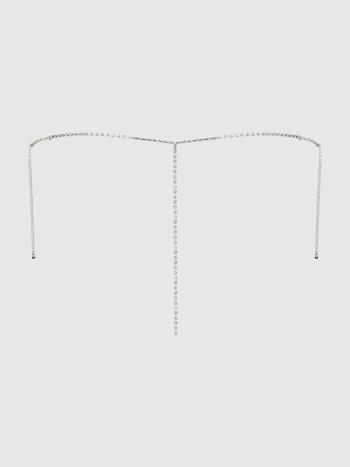 Rhinestone V-Front Panty in Silver Lingerie by House of Desire- The Nookie