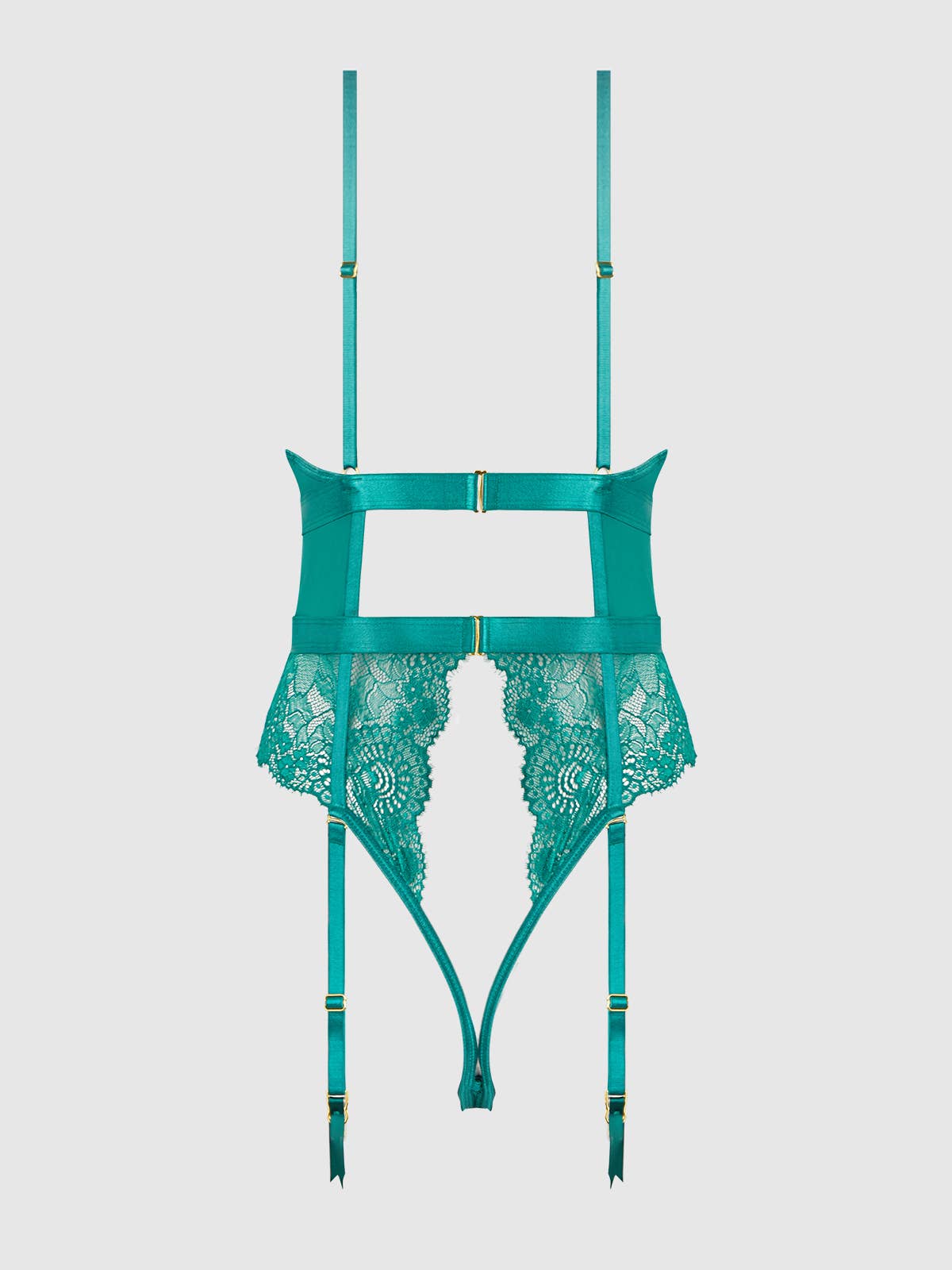 Helena Lace & Satin Wireless Open Back Teddy Lingerie by House of Desire- The Nookie