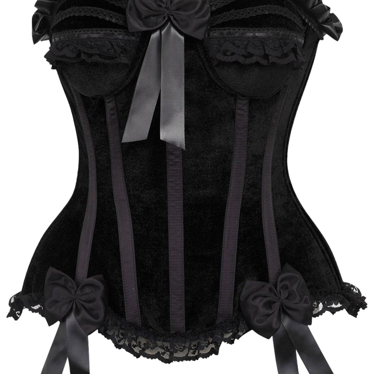 Black Velvet Steel Boned Burlesque Corset Lingerie by Daisy Corsets- The Nookie
