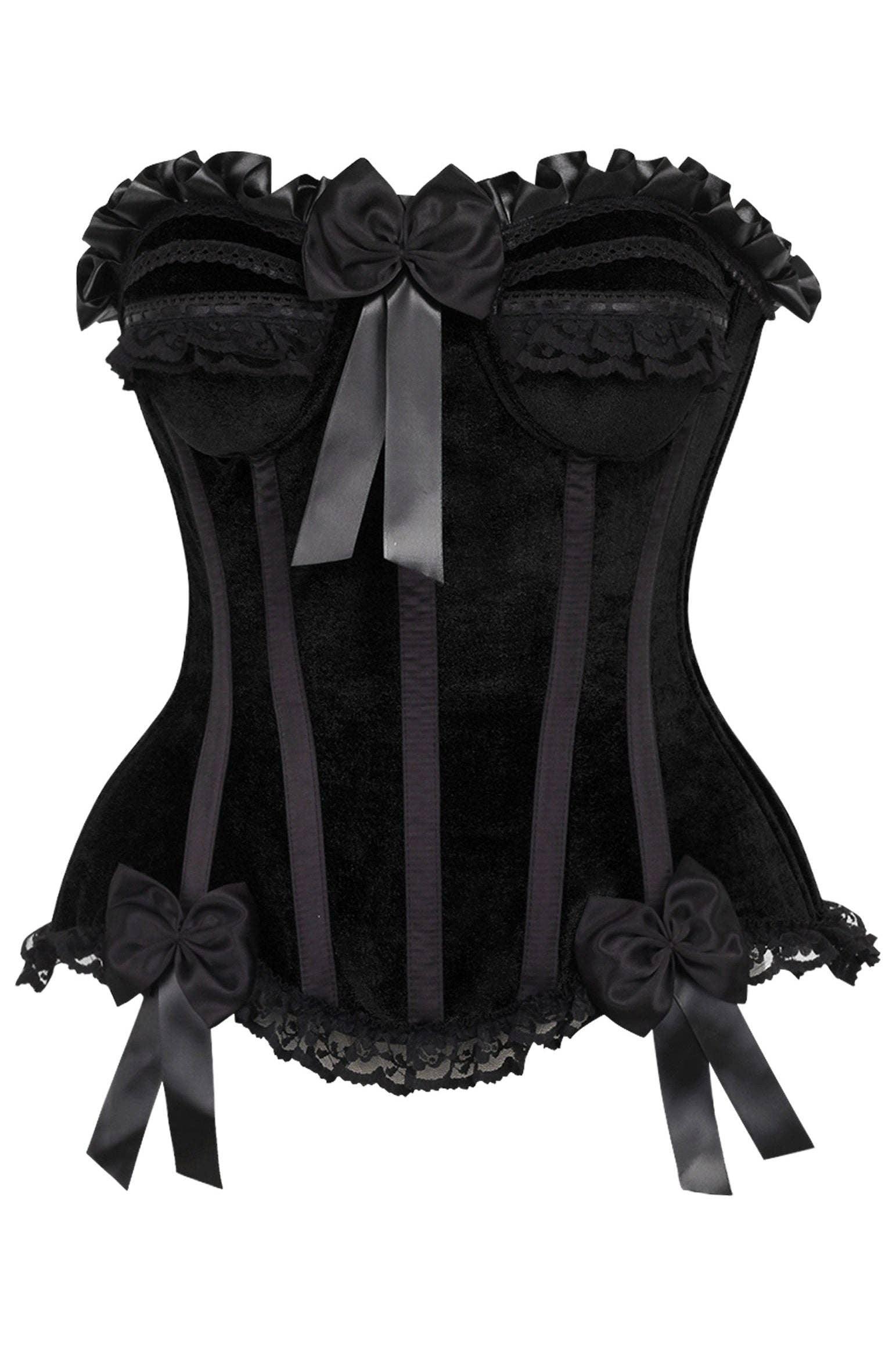 Black Velvet Steel Boned Burlesque Corset Lingerie by Daisy Corsets- The Nookie