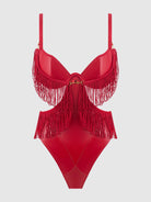 Phoenix Faux Leather & Fringe Crotchless Teddy Lingerie by House of Desire- The Nookie