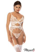 Sheer White Floral Bustier Set Lingerie by Mapalé- The Nookie