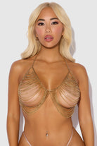 OS Chain Drape Bralette in Gold Lingerie by House of Desire- The Nookie