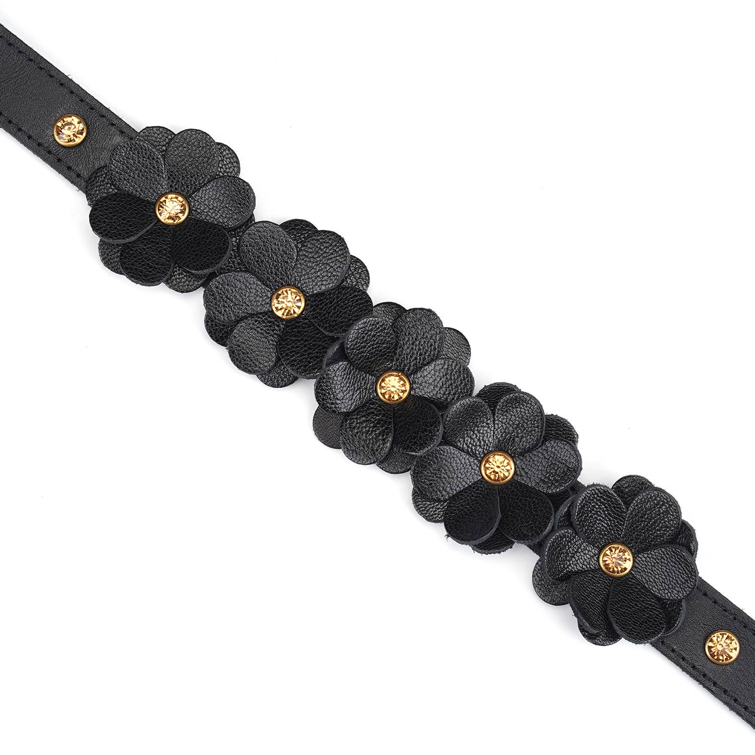 Black Leather Floral Collar with Leash Kink by Liebe Seele- The Nookie
