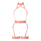 Alivia Bondage Playsuit in Peach with Golden Sliders Lingerie by Flash You & Me- The Nookie
