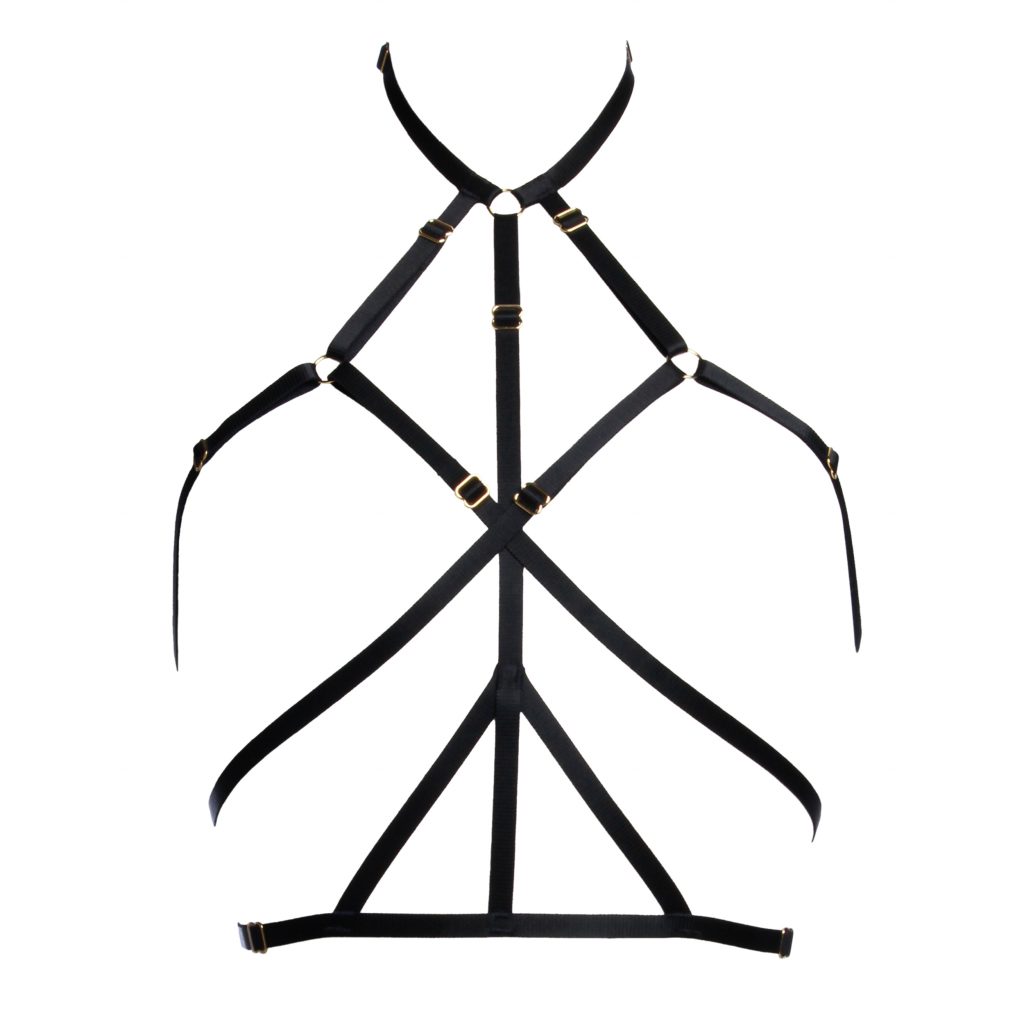 Black Ruby Harness with Gold Sliders Lingerie by Flash You & Me- The Nookie