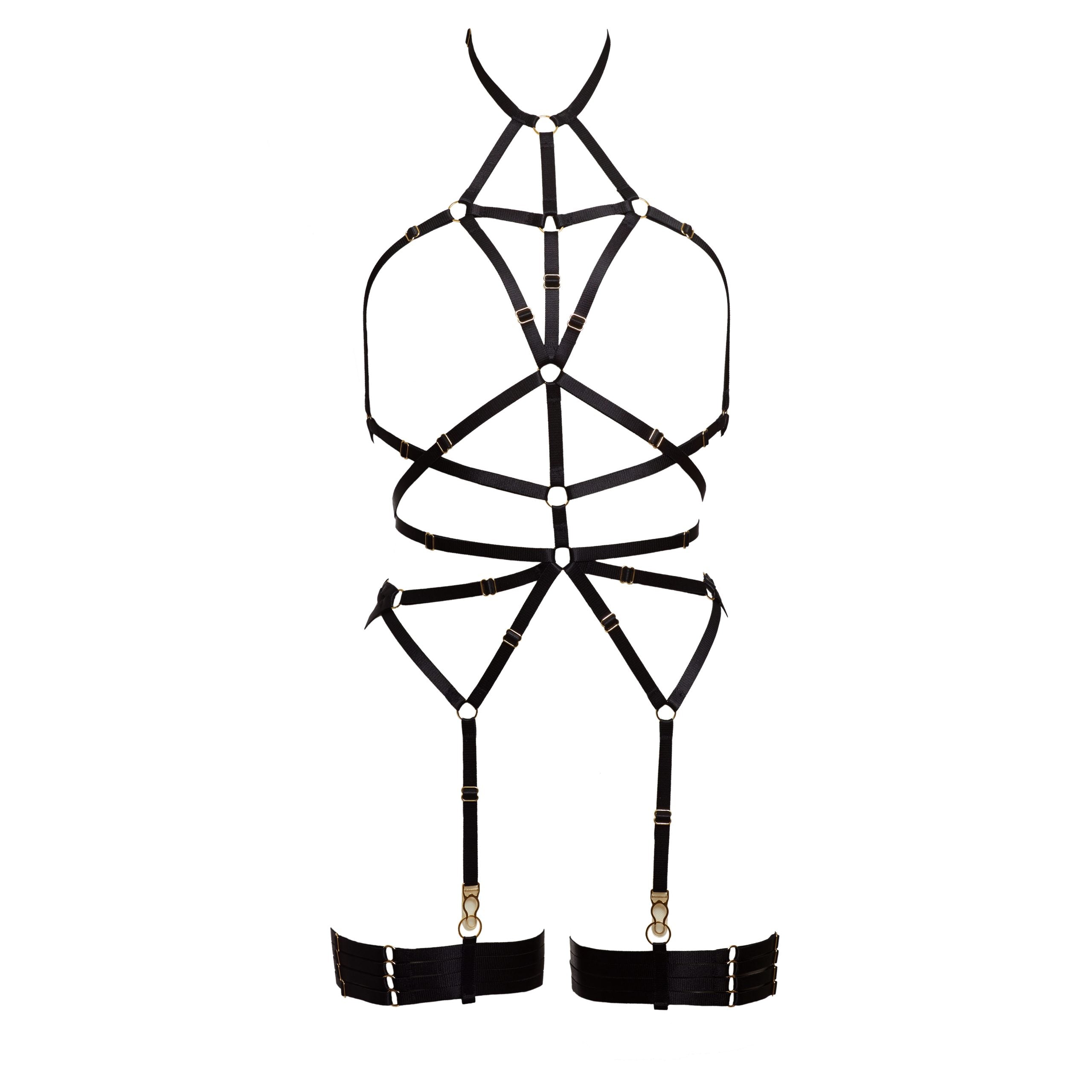 Magdalena Bondage Playsuit in Black Lingerie by Flash You & Me- The Nookie
