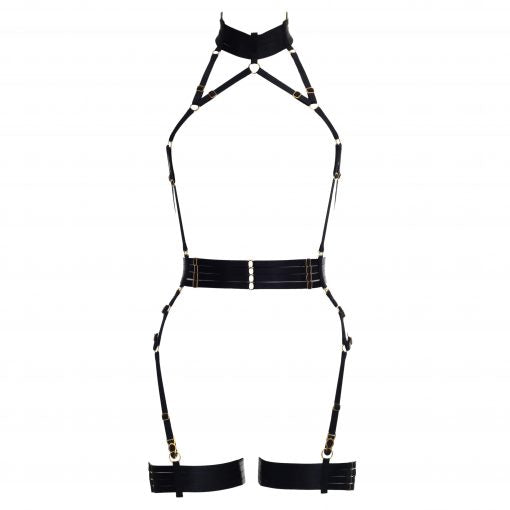 Alivia Black Playsuit with Gold Sliders Lingerie by Flash You & Me- The Nookie