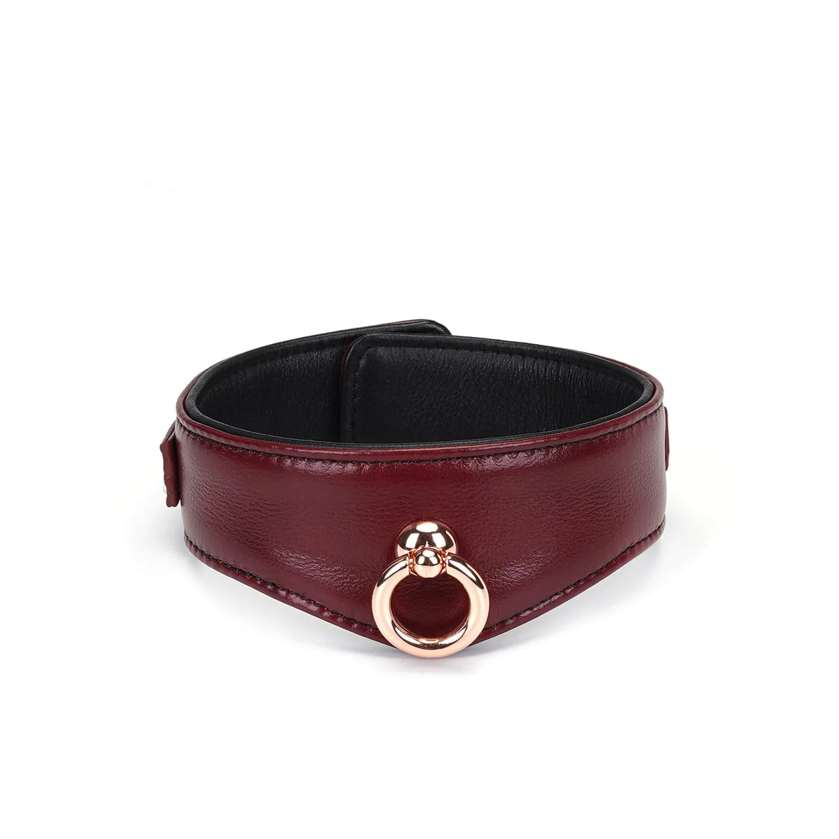 Wine Red Leather Collar with Leash and Lock Kink by Liebe Seele- The Nookie