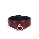 Wine Red Leather Collar with Leash and Lock Kink by Liebe Seele- The Nookie