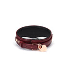 Wine Red Leather Collar with Leash and Lock Kink by Liebe Seele- The Nookie