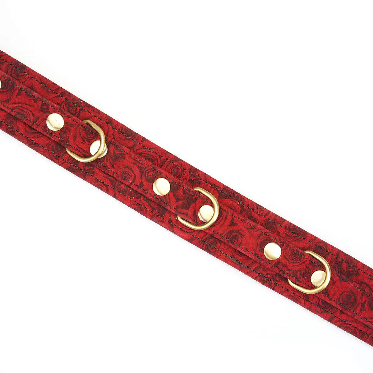 Kinbaku Ukiyoe Red Rosy Suede Leather Collar and Leash Kink by Liebe Seele- The Nookie
